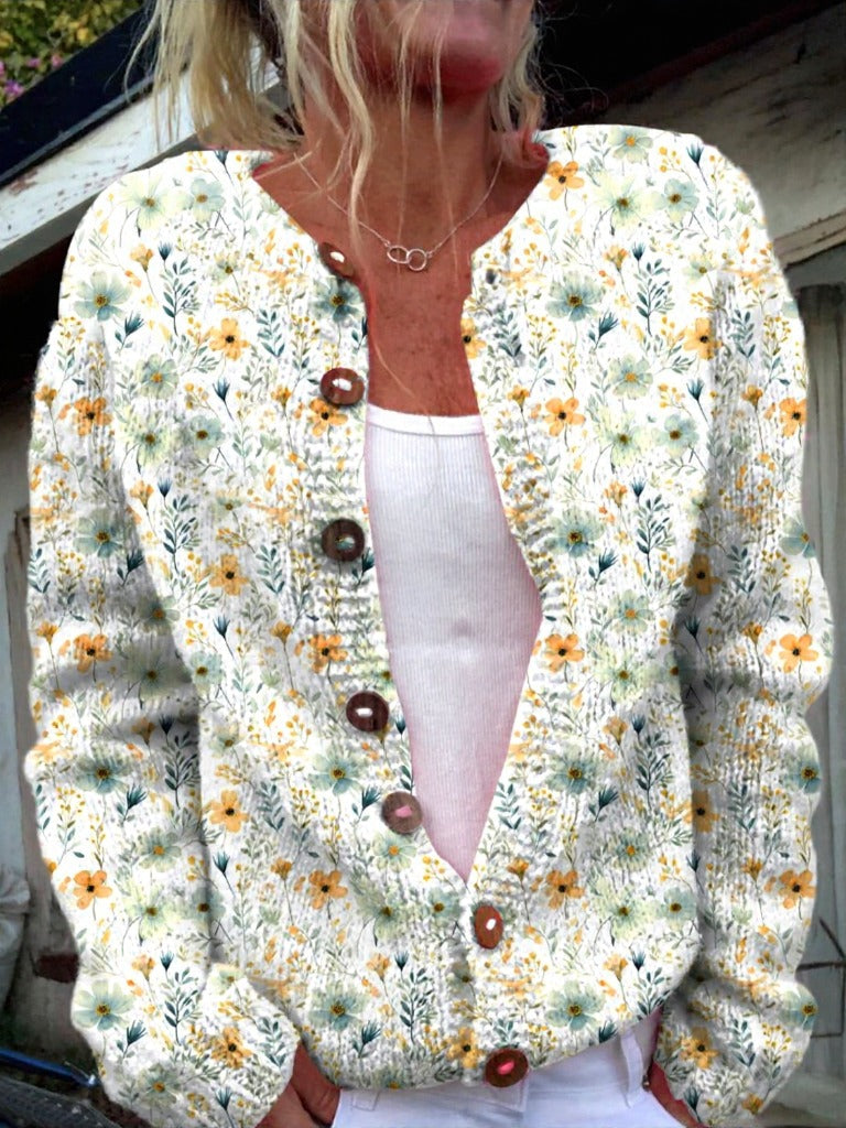 Melissa | Beautiful Floral Print Cardigan with Buttons